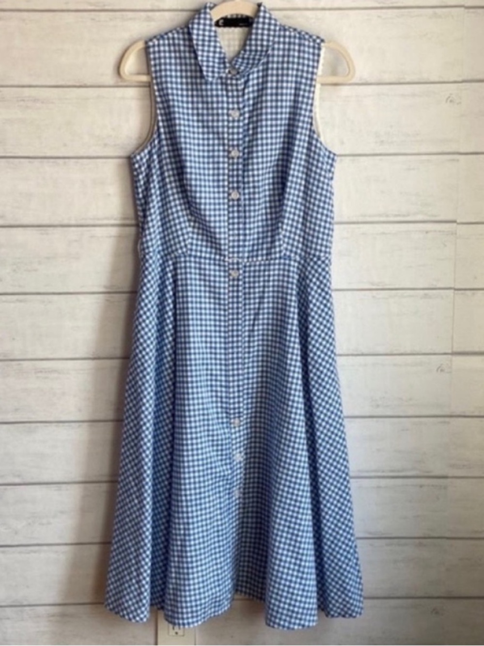 Leslie Fay Blue Gingham Checkered MIDI Dress